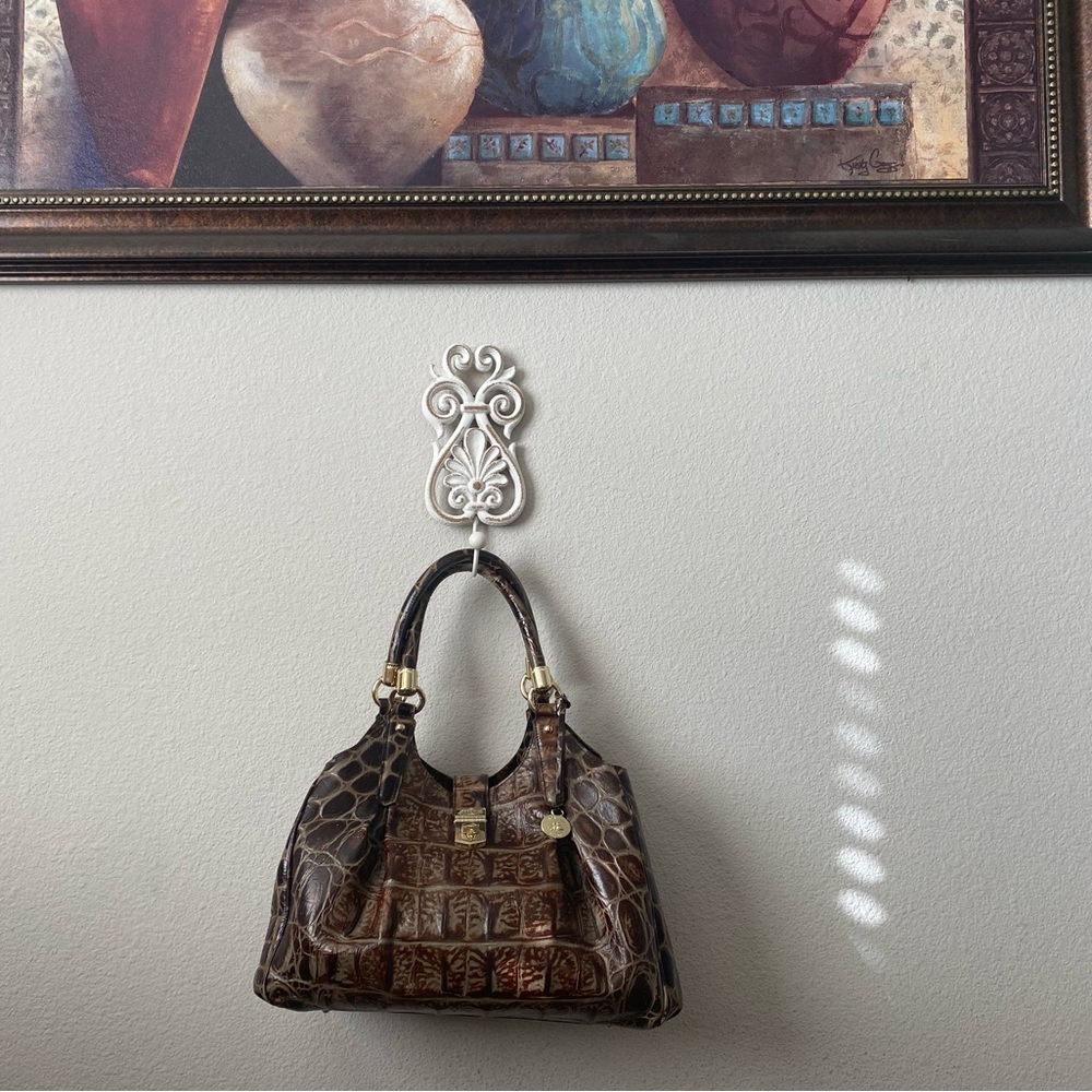 Brahmin Brown Crocodile Embossed Shoulder Bag